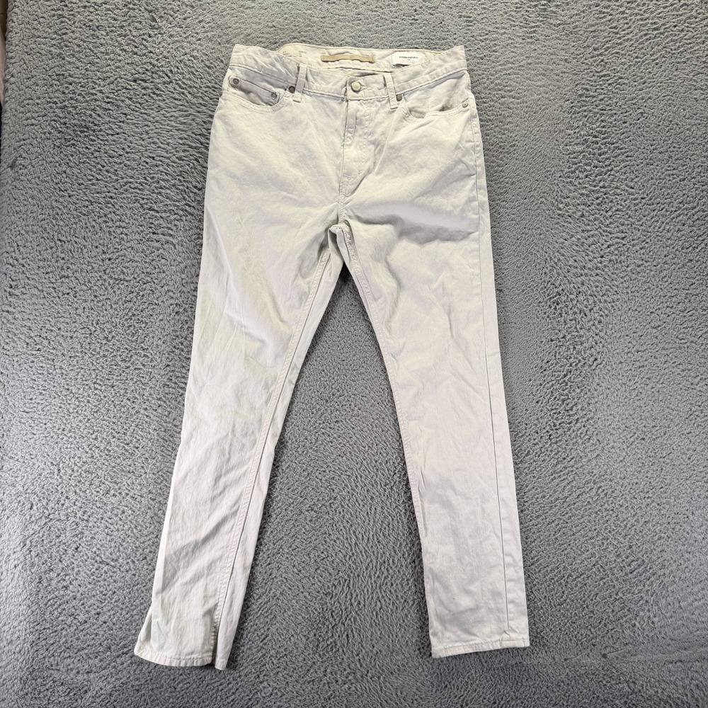 Banana Republic Pant Mens 32x30 Beige Linen Chino Straight Slim Preppy Stretch